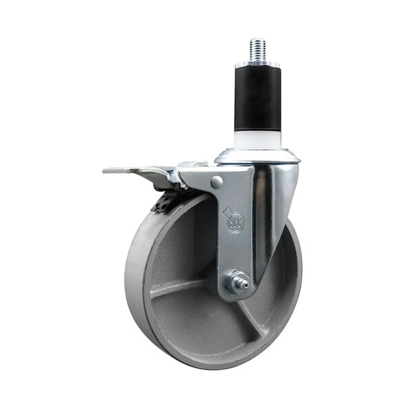 Service Caster 5'' Semi Steel Swivel 1-1/2'' Expanding Stem Caster Total Lock Brake SCC-EXTTL20S514-SSS-112 - main